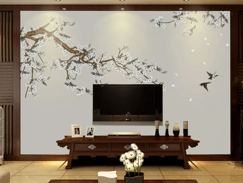 3D Plum Blossom Swallow 1218 Wallpaper AJ Wallpaper 2