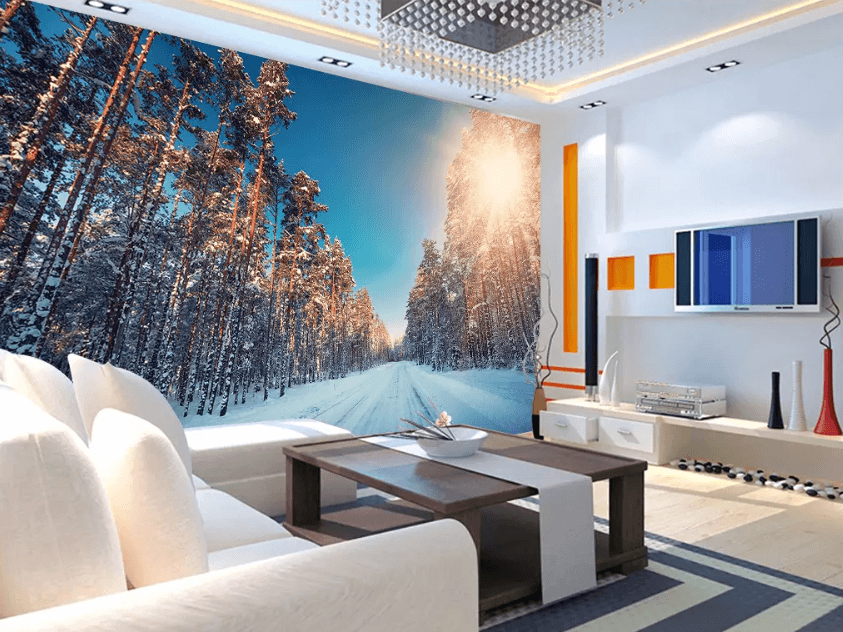 3D Sunny Snow Forest 1212 Wallpaper AJ Wallpaper 2