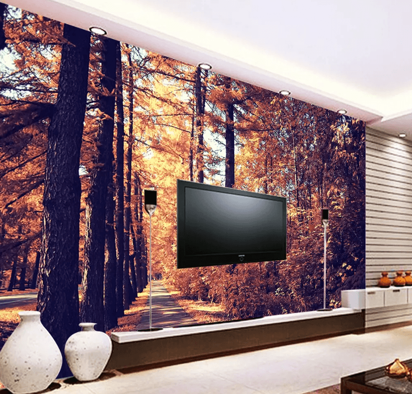 3D Maple Forest Small Road 1211 Wallpaper AJ Wallpaper 2