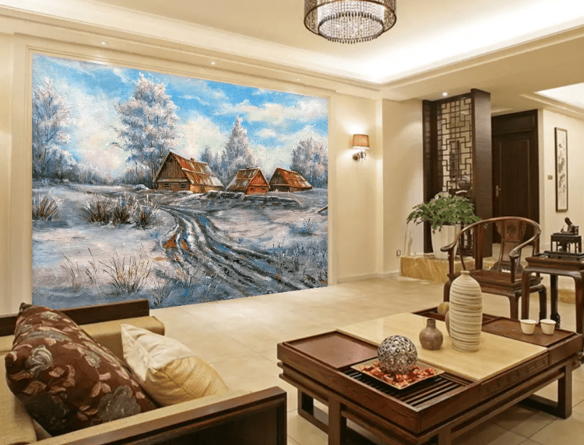 3D Oil Painting Country Cottage 1208 Wallpaper AJ Wallpaper 2