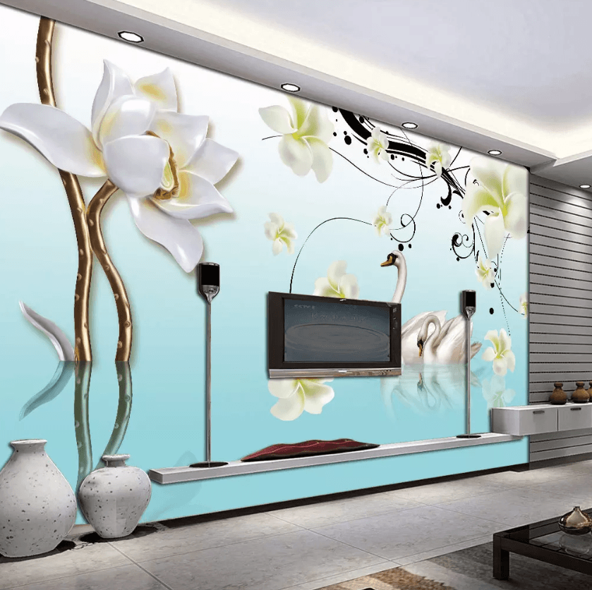 3D Swan Swimming 1182 Wallpaper AJ Wallpaper 2