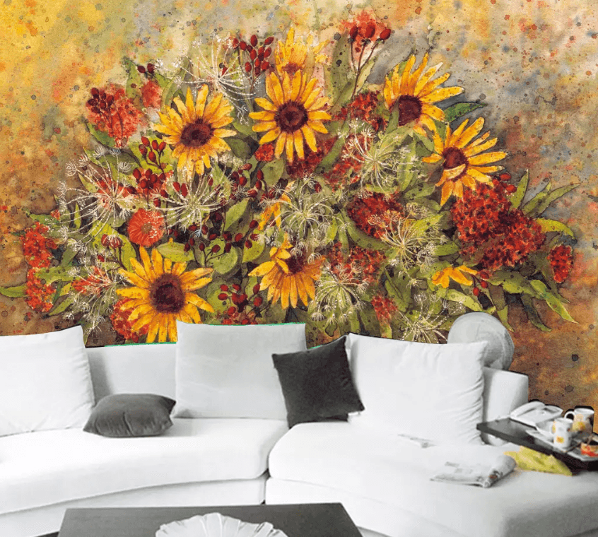 3D Vase Of Sunflower 1031 Wallpaper AJ Wallpaper 2