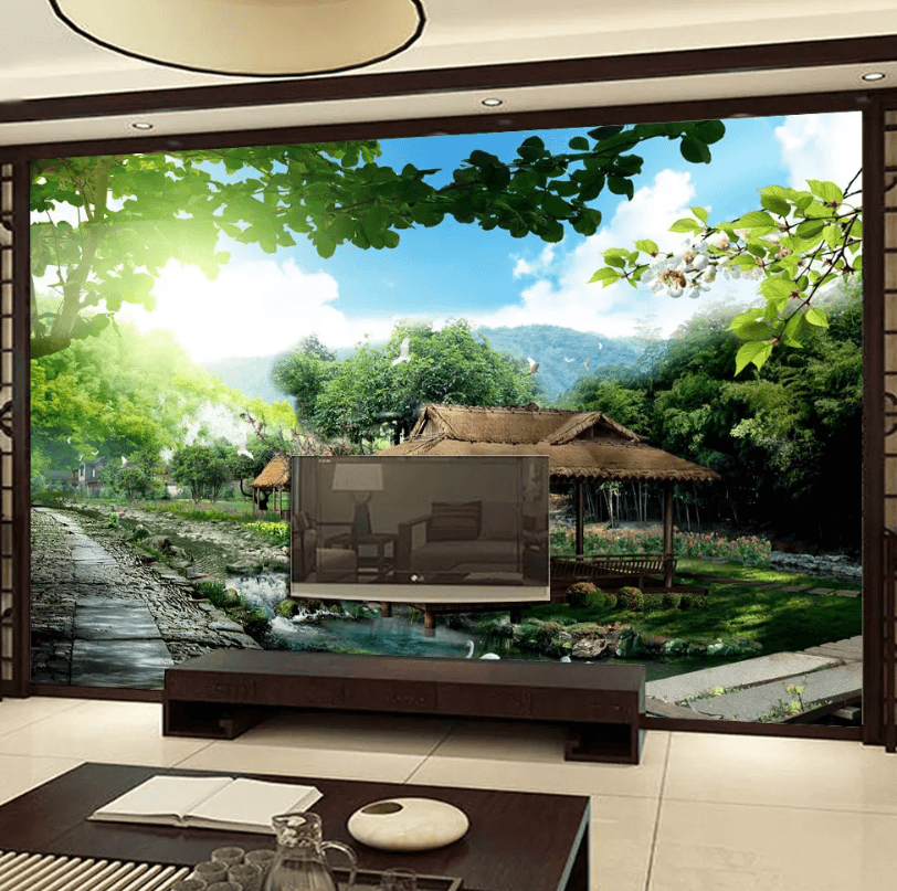 3D Sunshine River Pavilion 1023 Wallpaper AJ Wallpaper 2