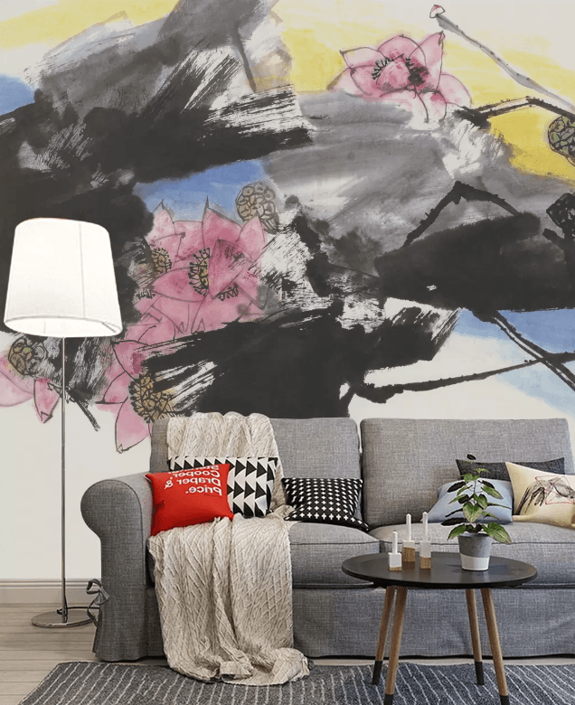 3D Ink Painting Lotus 1018 Wallpaper AJ Wallpaper 2