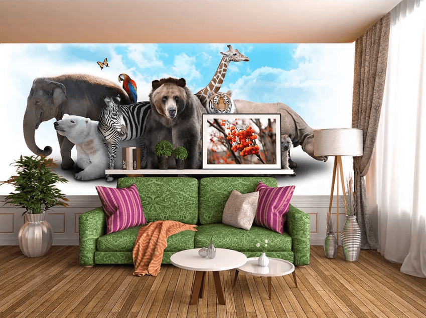 3D Elephant Bear Zebra 1016 Wallpaper AJ Wallpaper 2
