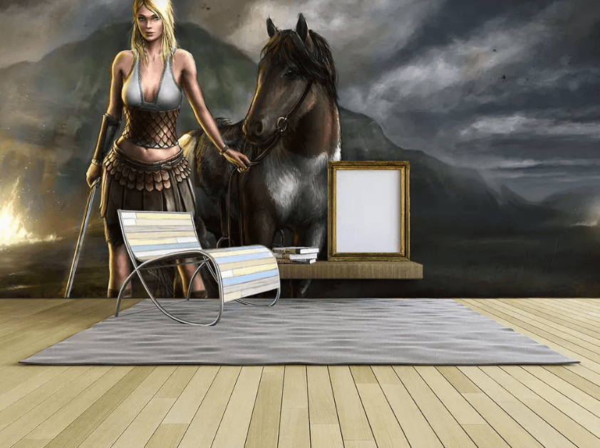 3D Female Warrior Horse 1012 Wallpaper AJ Wallpaper 2