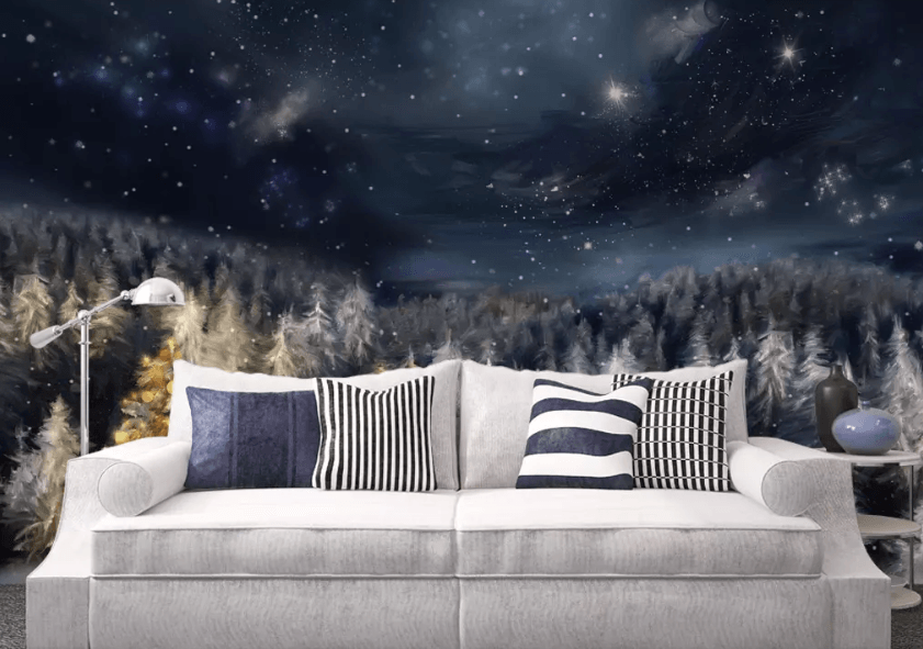 3D Starry Sky Forest 1001 Wallpaper AJ Wallpaper 2