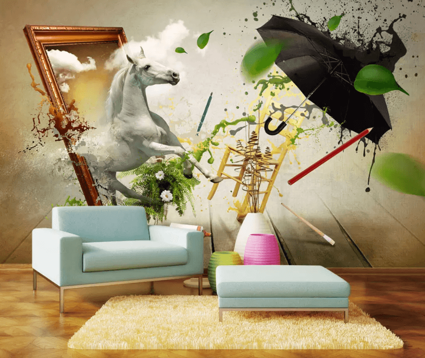 3D Photo Frame Horse 1002 Wallpaper AJ Wallpaper 2