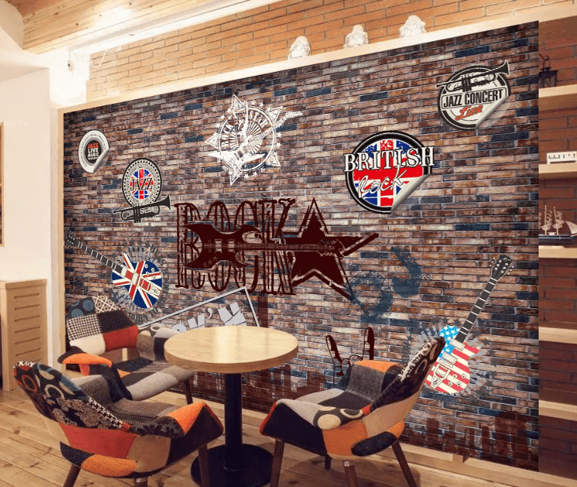 3D Brick Wall Guitar 999 Wallpaper AJ Wallpaper 2