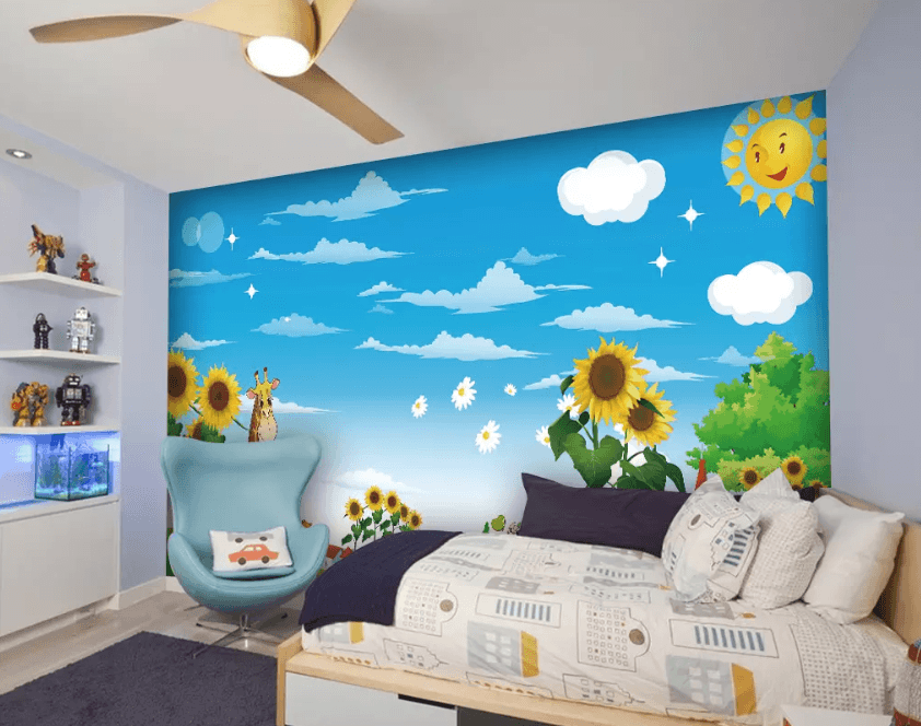 3D Giraffe Sunflower 994 Wallpaper AJ Wallpaper 2