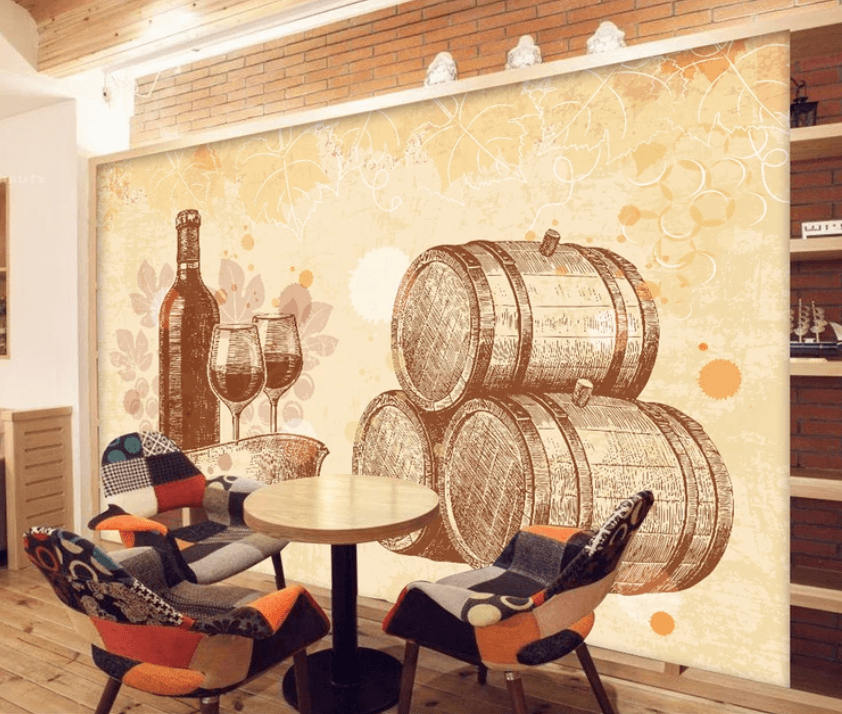 3D Wine Barrel 969 Wallpaper AJ Wallpaper 2