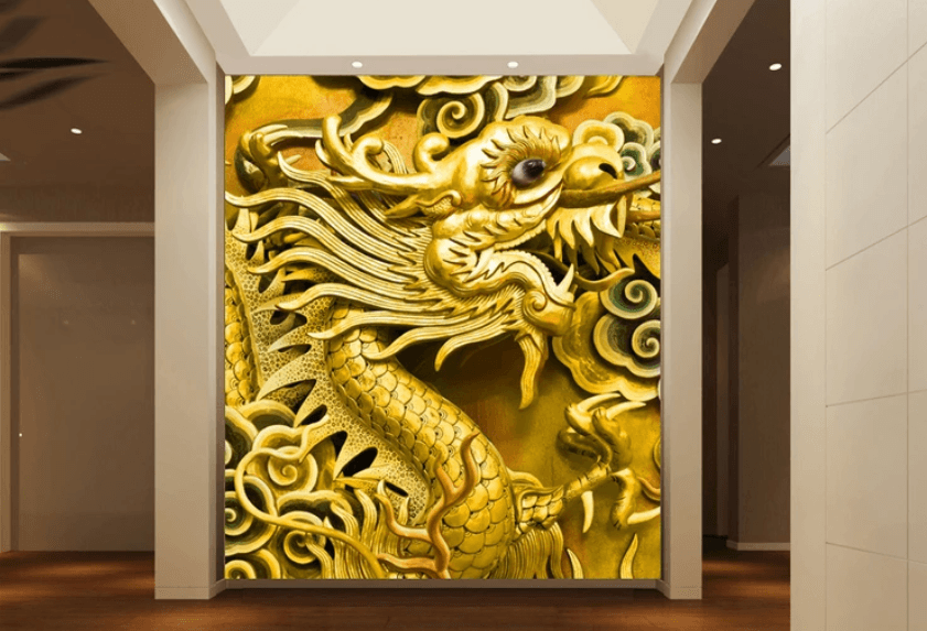 3D Gold Dragon Bending 956 Wallpaper AJ Wallpaper 2