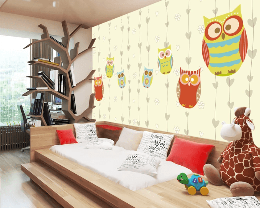 3D Colored Owl Closed Eyes 938 Wallpaper AJ Wallpaper 2
