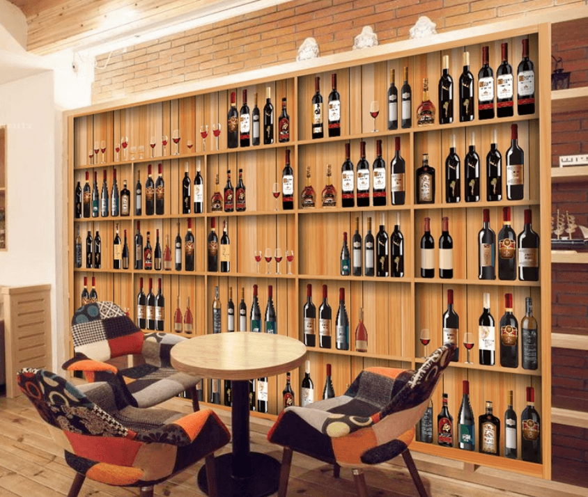 3D Red Wine Shelf 846 Wallpaper AJ Wallpaper 2