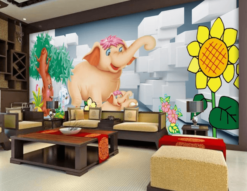 3D Pink Elephant 814 Wallpaper AJ Wallpaper 2