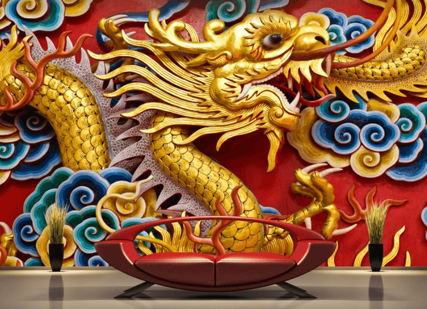 3D Gold Dragon 806 Wallpaper AJ Wallpaper 2