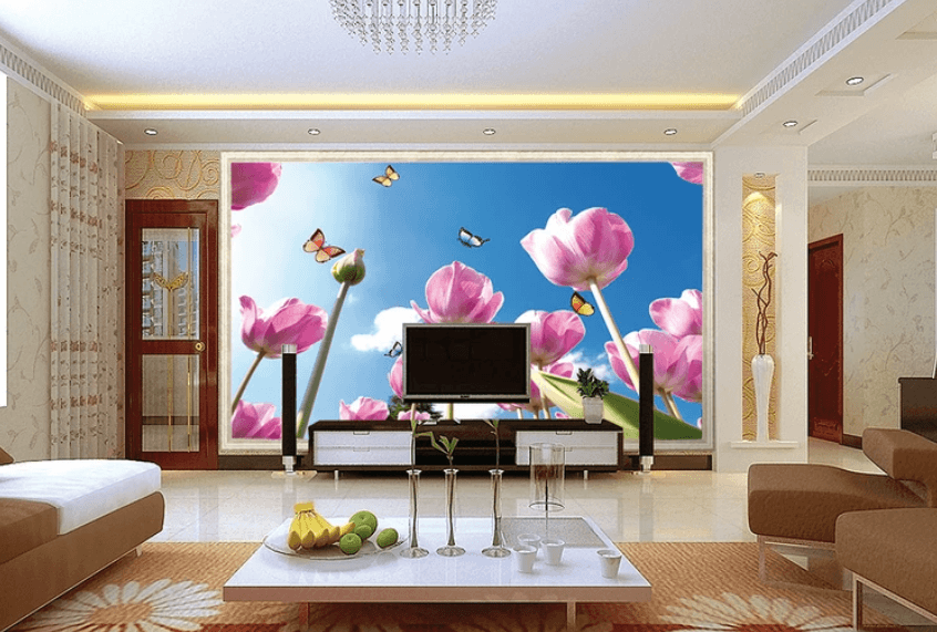 3D Sky Flower Butterfly 789 Wallpaper AJ Wallpaper 2