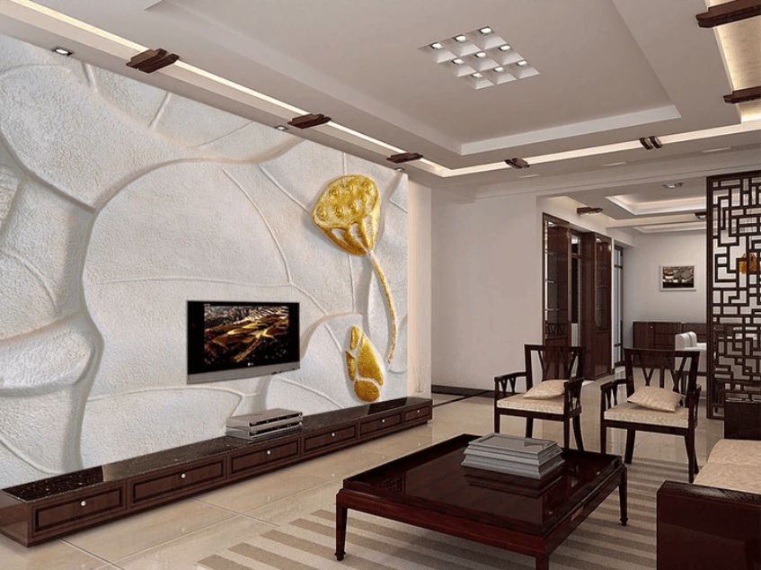 3D Golden Lotus Seed 767 Wallpaper AJ Wallpaper 2