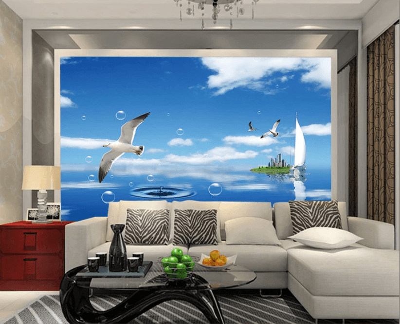 3D Seagull Bubble 761 Wallpaper AJ Wallpaper 2