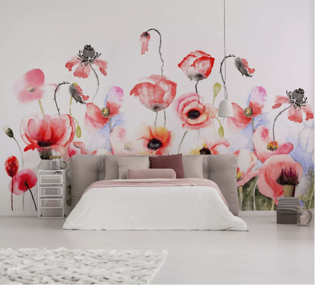 3D Red Flowers 2205 Wall Murals Wallpaper AJ Wallpaper 2