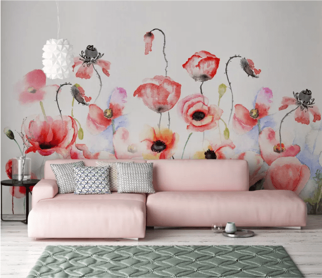 3D Red Flowers 2205 Wall Murals Wallpaper AJ Wallpaper 2