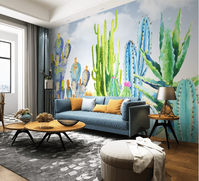 3D Green Cactus 2204 Wall Murals Wallpaper AJ Wallpaper 2
