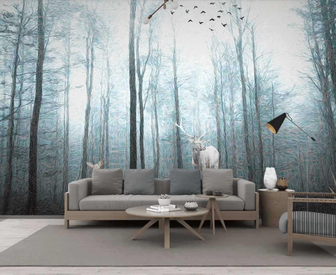 3D Fallow Deer Forest 2265 Wall Murals Wallpaper AJ Wallpaper 2