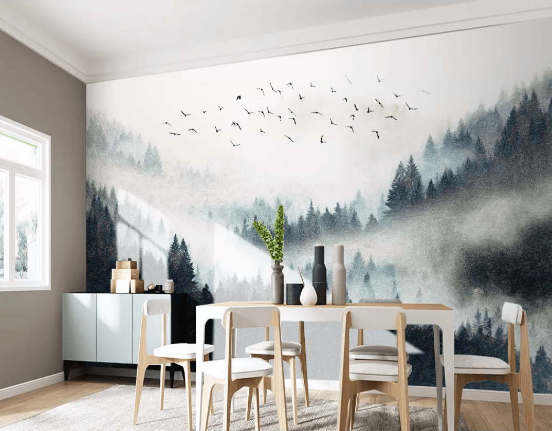3D Foggy Forest 1164 Wall Murals Wallpaper AJ Wallpaper 2