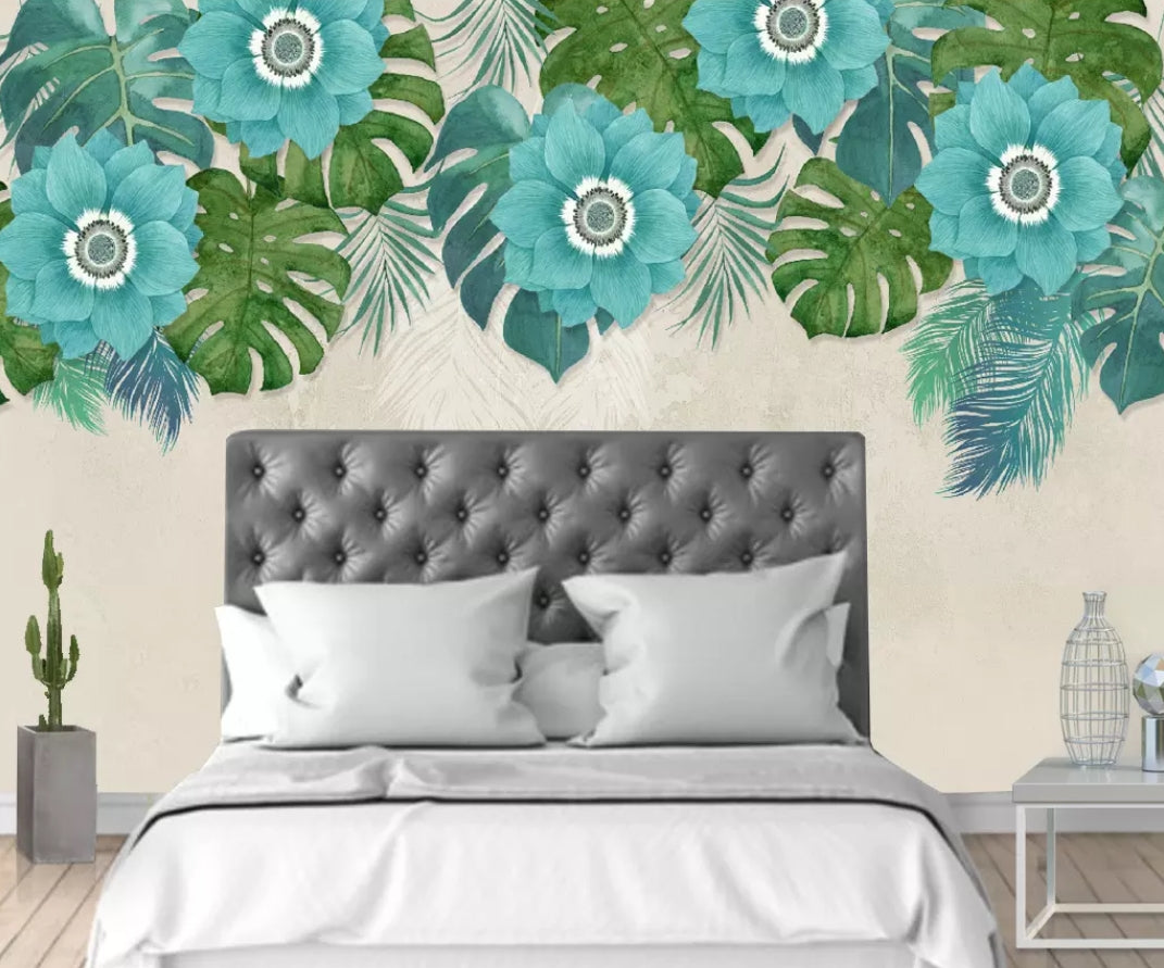 3D Green Flowers 1042 Wall Murals Wallpaper AJ Wallpaper 2