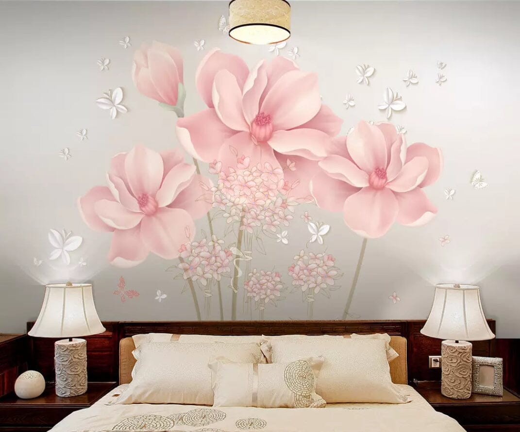 3D Pink Flowers 1733 Wall Murals Wallpaper AJ Wallpaper 2