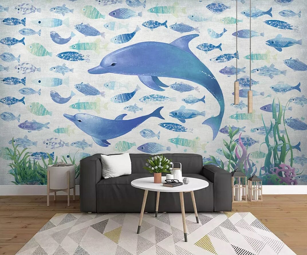 3D Blue Whale 2262 Wall Murals Wallpaper AJ Wallpaper 2