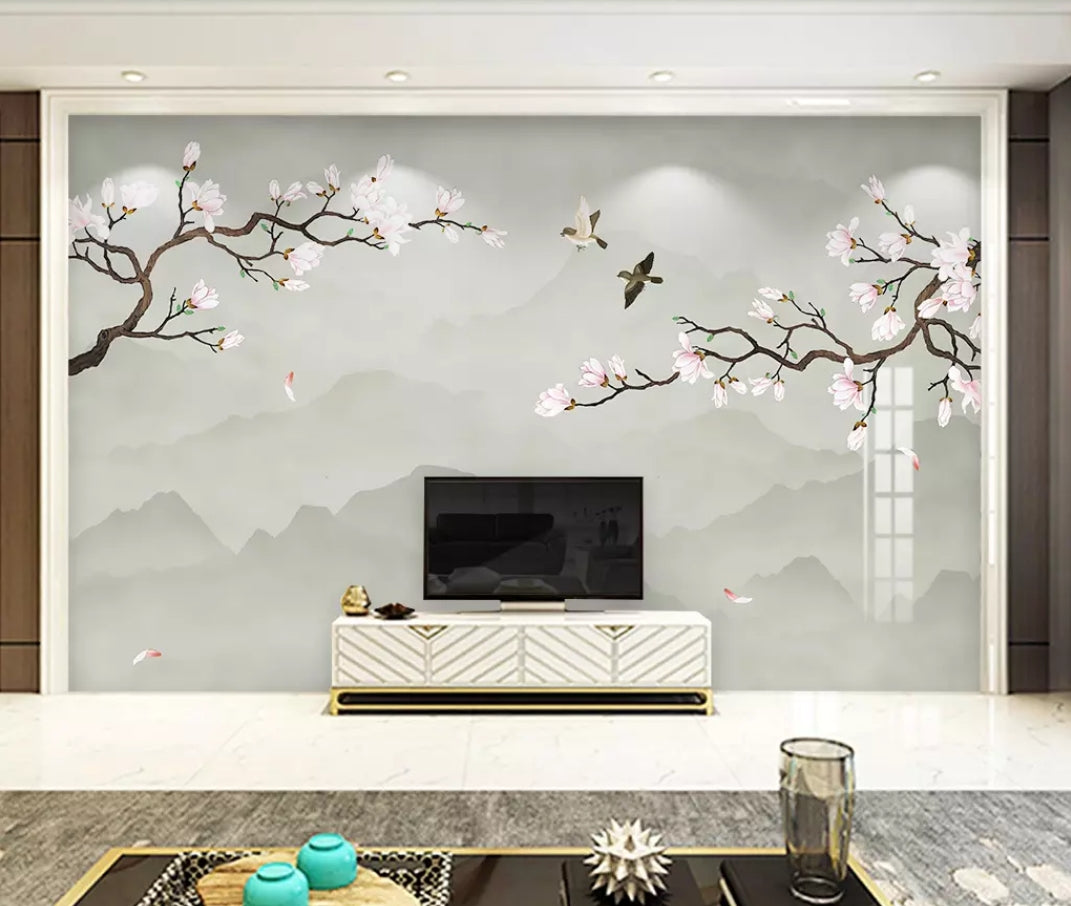 3D Flower Bird 1013 Wall Murals Wallpaper AJ Wallpaper 2