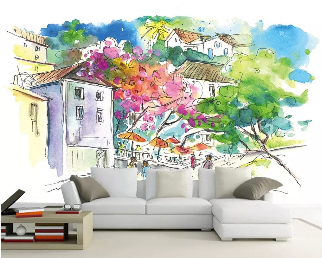 3D Doodle Town 2307 Wall Murals Wallpaper AJ Wallpaper 2