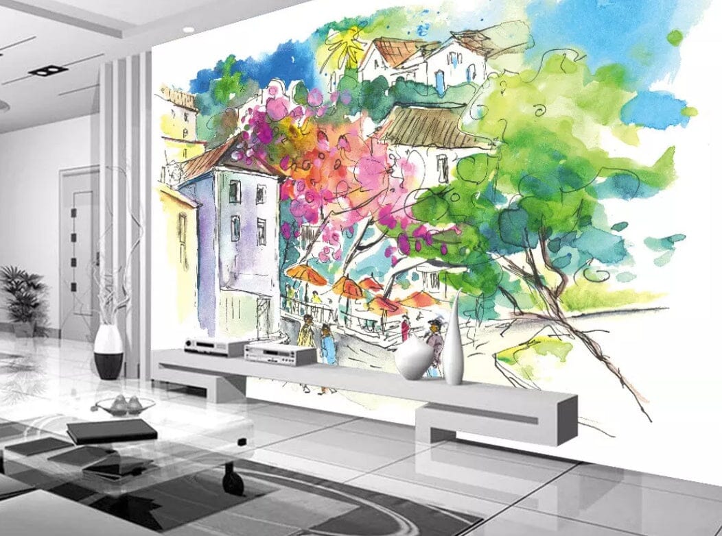 3D Doodle Town 2307 Wall Murals Wallpaper AJ Wallpaper 2