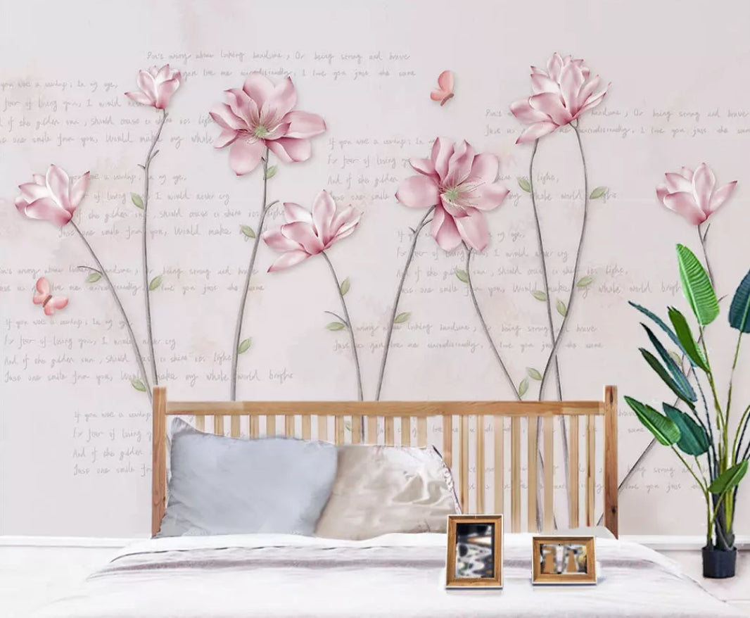 3D Pink Flowers 1014 Wall Murals Wallpaper AJ Wallpaper 2