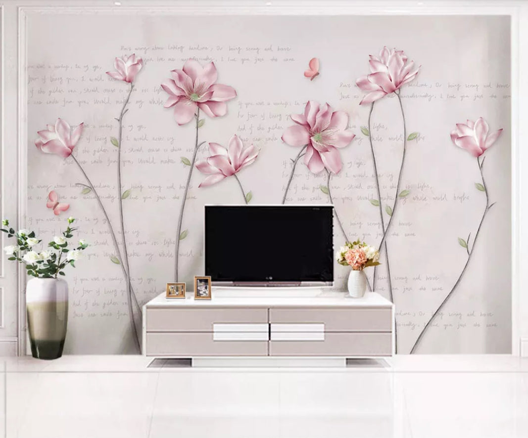 3D Pink Flowers 1014 Wall Murals Wallpaper AJ Wallpaper 2