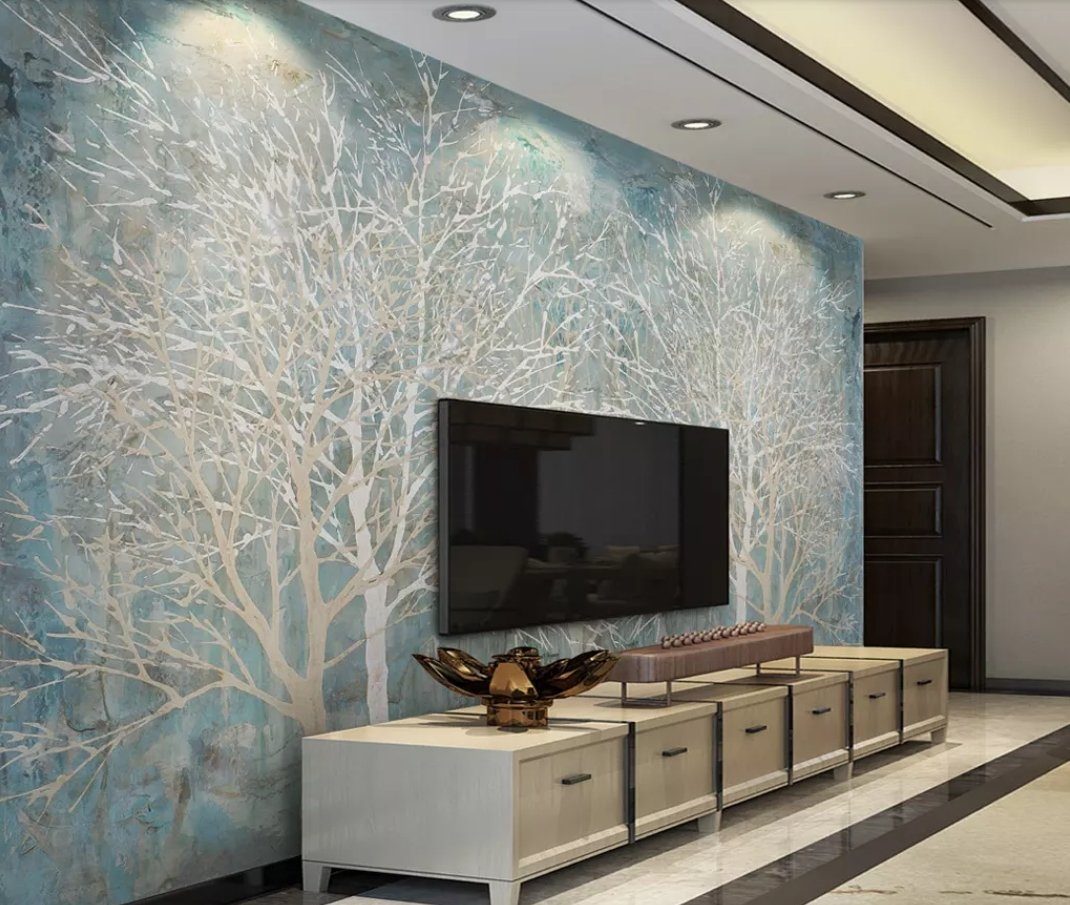3D Silver Tree 939 Wall Murals Wallpaper AJ Wallpaper 2