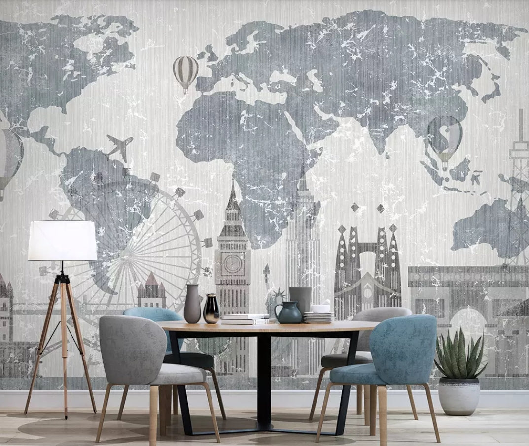 3D Gray Map 980 Wall Murals Wallpaper AJ Wallpaper 2