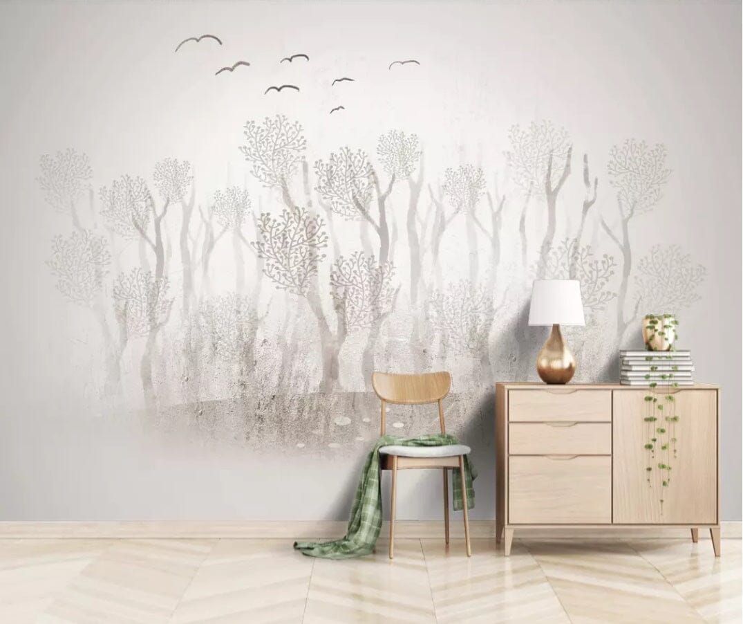3D Foggy Forest 2285 Wall Murals Wallpaper AJ Wallpaper 2