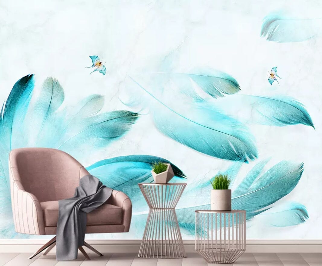 3D Green Feather 1963 Wall Murals Wallpaper AJ Wallpaper 2