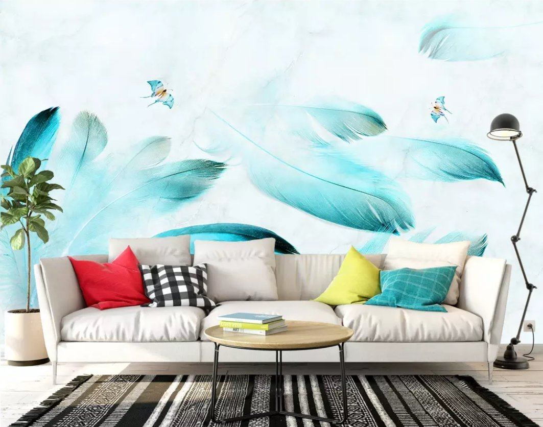 3D Blue Feather 638 Wall Murals Wallpaper AJ Wallpaper 2