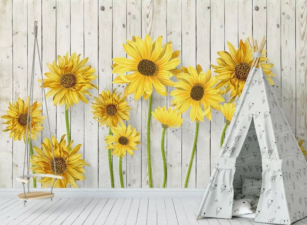 3D Sunflower 1337 Wall Murals Wallpaper AJ Wallpaper 2