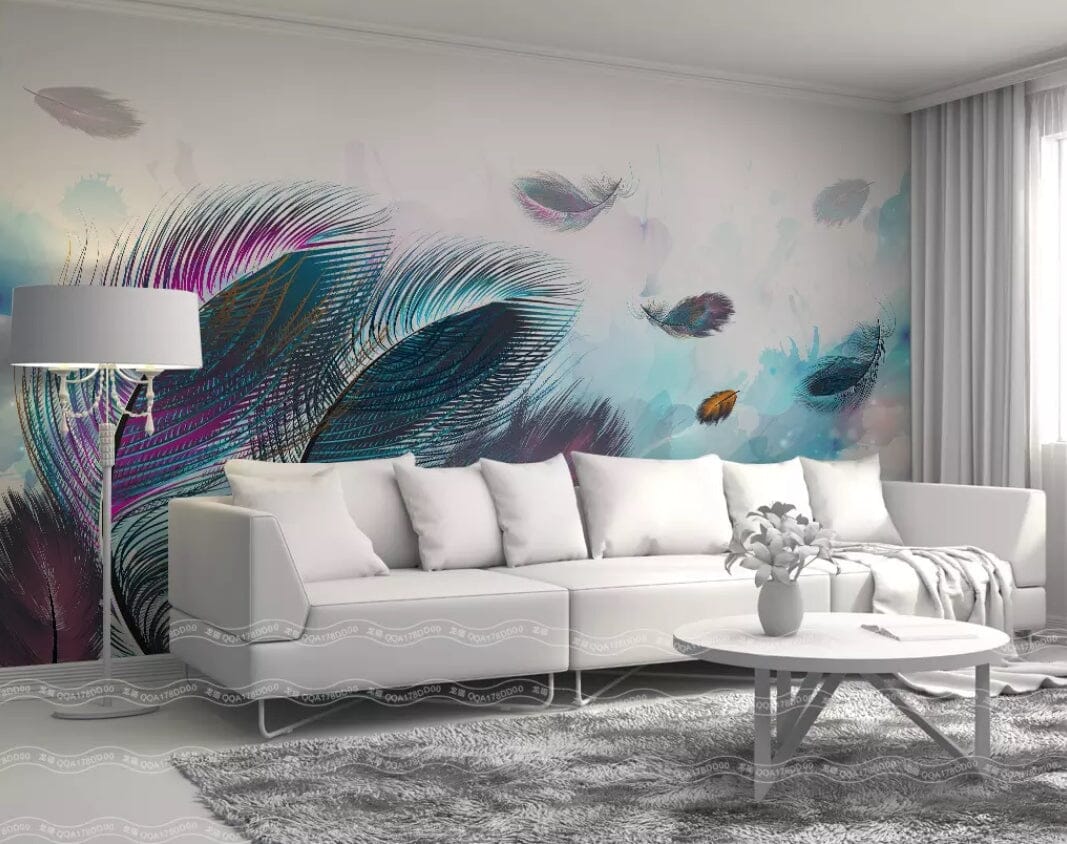 3D Colored Feathers 1406 Wall Murals Wallpaper AJ Wallpaper 2