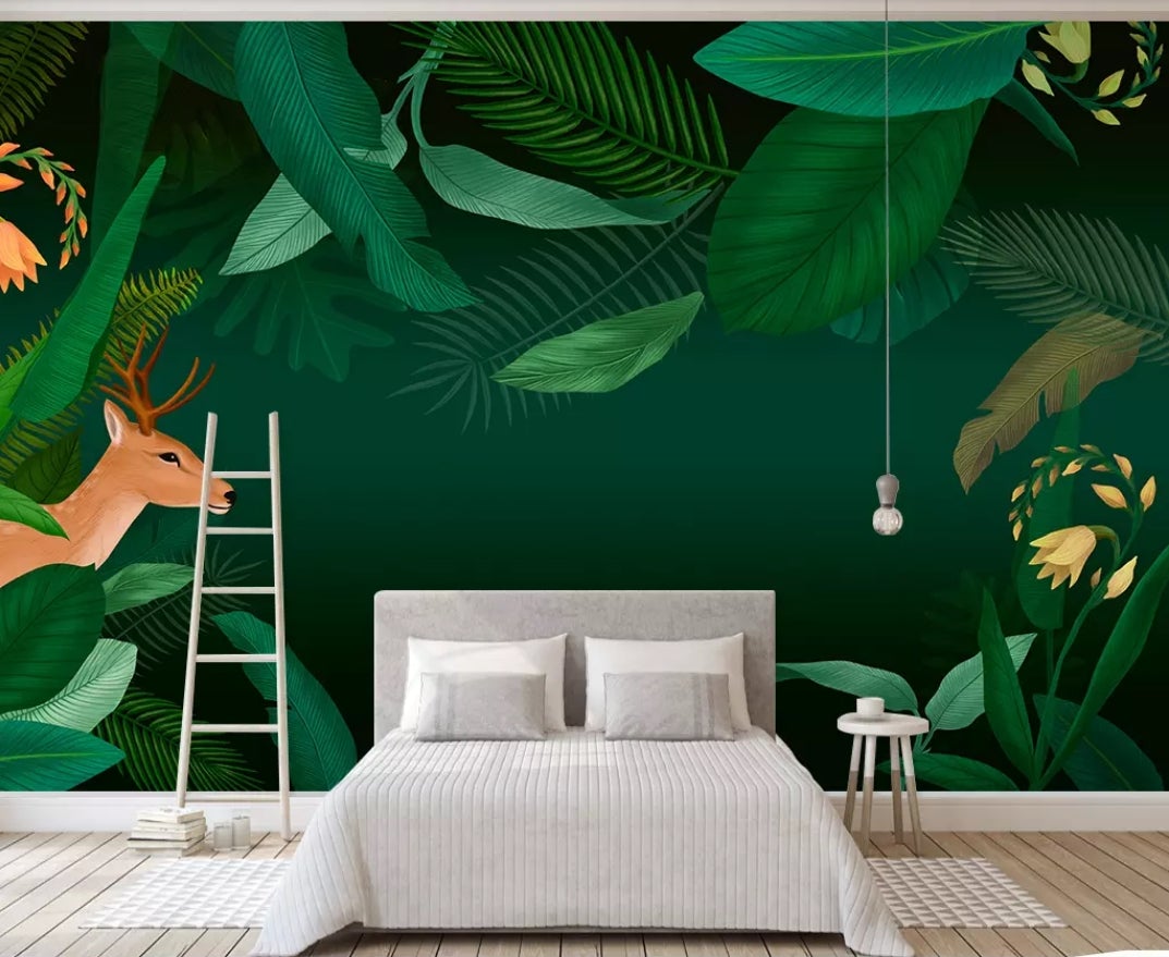 3D Green Leaves 524 Wall Murals Wallpaper AJ Wallpaper 2