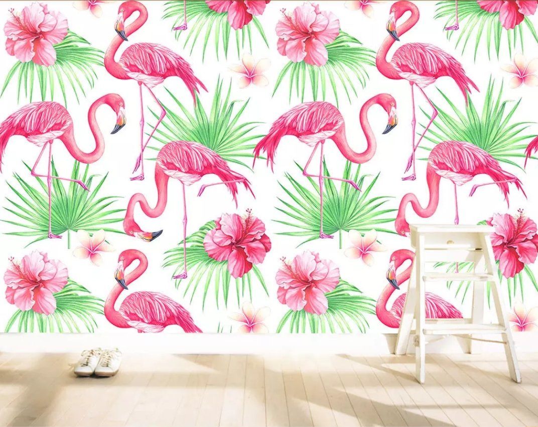 3D Pink Flamingo 038 Wall Murals Wallpaper AJ Wallpaper 2