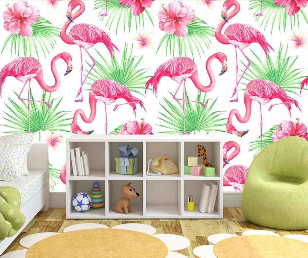 3D Pink Flamingo 038 Wall Murals Wallpaper AJ Wallpaper 2