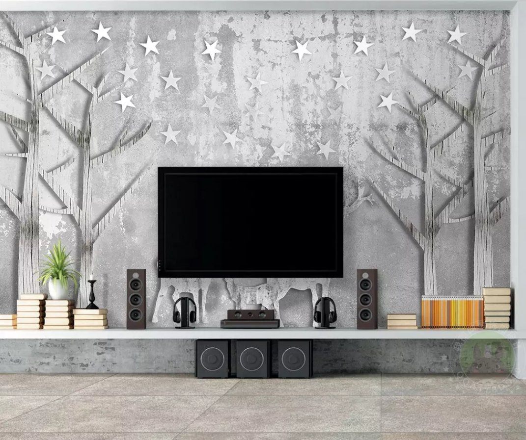3D Silver Tree 966 Wall Murals Wallpaper AJ Wallpaper 2