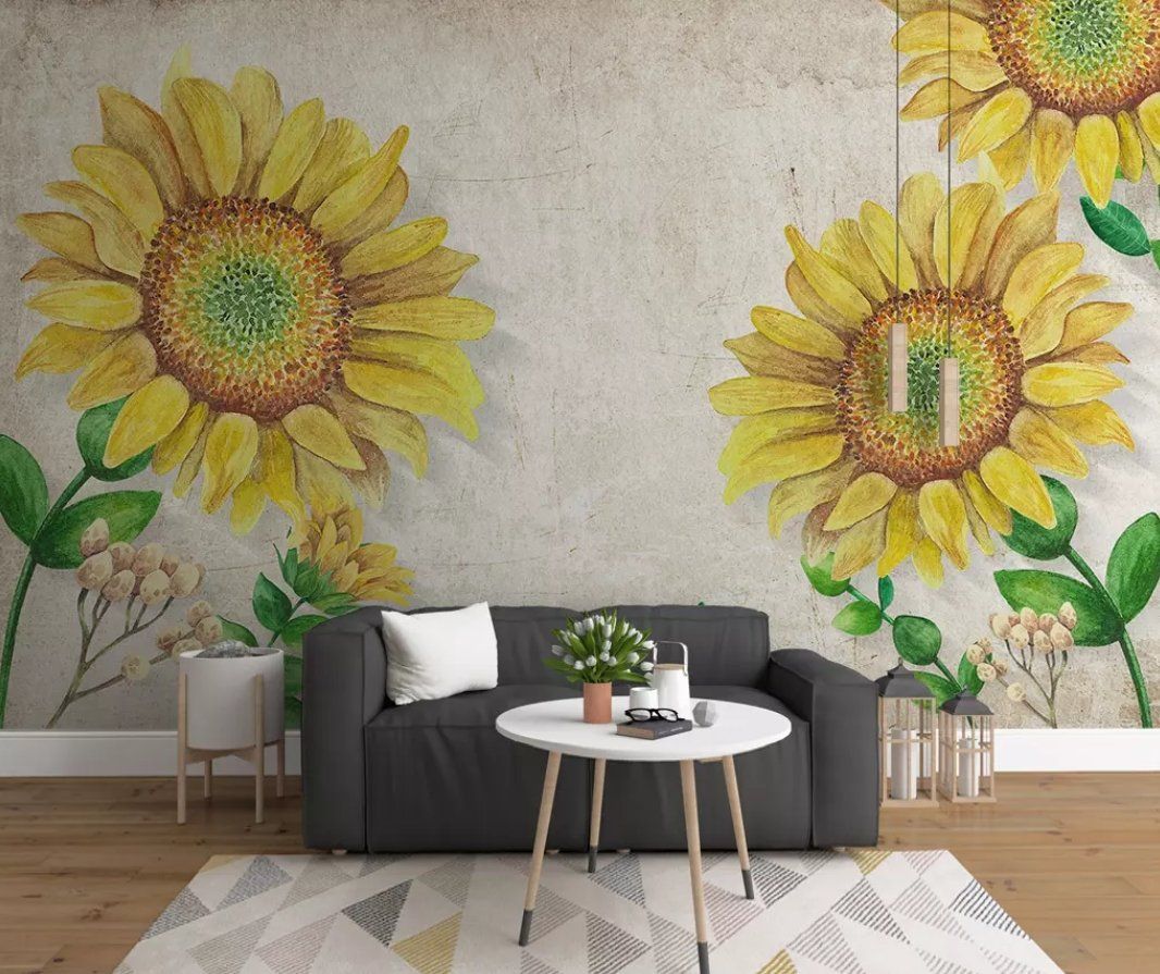 3D Yellow Flower 174 Wall Murals Wallpaper AJ Wallpaper 2