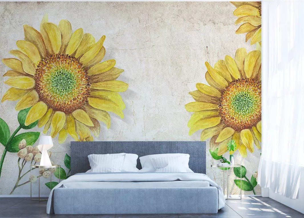 3D Yellow Flower 174 Wall Murals Wallpaper AJ Wallpaper 2