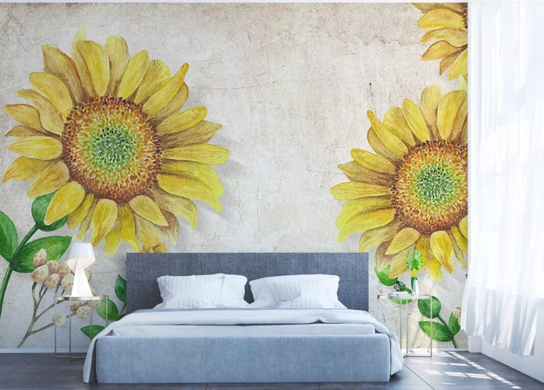 3D Sunflower 1574 Wall Murals Wallpaper AJ Wallpaper 2